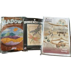 3 arts and craft kits cross-stitch earrings punch needle